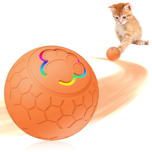 lifetter Interaktives Hunde Ball Spielzeug, USB Wiederaufladbar Hundespielzeug Ball, Interaktives Hundespielzeug Ball, für Welpen, Kleine, Mittlere Hunde (Orange) von lifetter