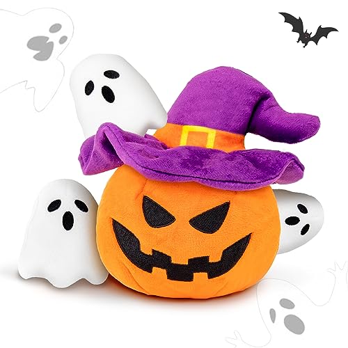 lilfrd Halloween Hundespielzeug - Kürbis & Geister Hund Halloween Spielzeug, Quietschendes Plüsch Hundespielzeug, Halloween Hundespielzeug Geschenke für kleine, mittelgroße und große Hunde, Verstecken von lilfrd