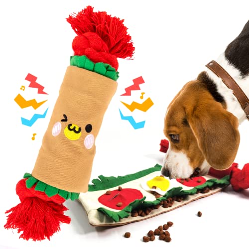 lilfrd Hunde-Puzzle-Schnüffelmatten-Spielzeug, quietschendes Anreicherungsseil, knisterndes Leckerli-Dosierungsspielzeug für kleine, mittelgroße und große Hunde, langsames Füttern, Langeweile und von lilfrd