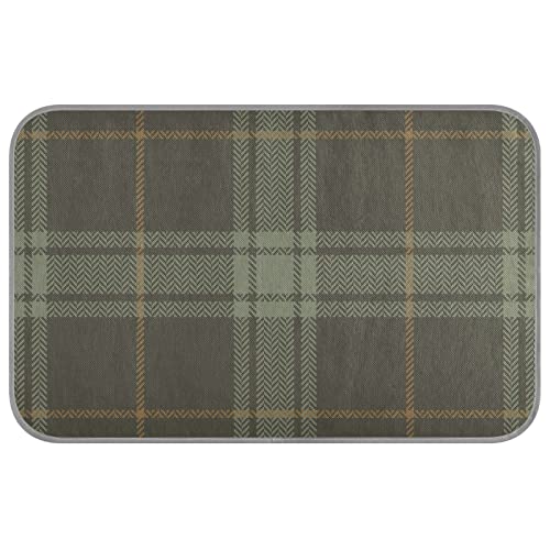 linqin Hundekühlmatte Braun Grün Plaid Cool Pad für Hunde Eisseide Kühlmatte Haustiermatte Tragbare Kistenmatten für Hundekäfige Katzenmatte von linqin