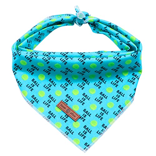 Lionet Paws Hunde Bandana Kopftücher Hundehalstuch Dreieckstuch für Kleine, Mittelgroße und Große Hunde Tennisball von lionet paws