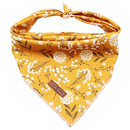 Lionet Paws Hunde Bandana Kopftücher Hundehalstuch Dreieckstuch für Kleine, Mittelgroße und Große Hunde Weiße Blume von lionet paws