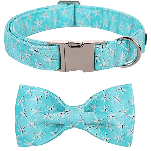 Lionet Paws Hundehalsband mit Fliege, Langlebiges Bequemes Baumwolle Halsband mit Metall Steckverschluss für Hunde und Katzen, Hals 20-30cm von lionet paws