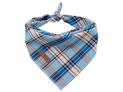 lionet paws Hunde Bandana Kopftücher Hundehalstuch Dreieckstuch, Blau kariert, S von lionet paws