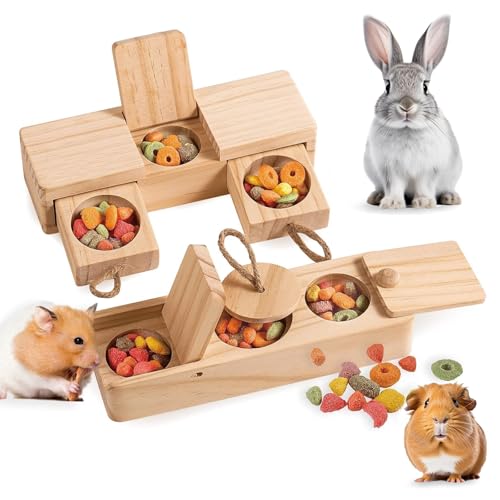 lisetar Meerschweinchen-Spielzeug – Rattenspielzeug aus Holz für Haustierratten, Anreicherung & Futtersuche-Aktivität für Hamster, Sniff n' Snack Puzzle für alle kleinen Nager (2 Sets) von lisetar