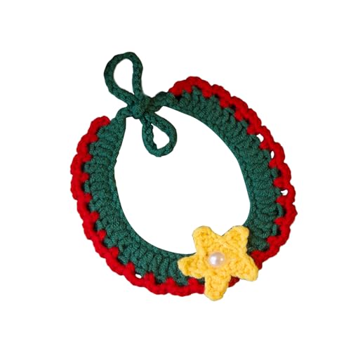 locwanot Weicher gestrickter Haustierschal für den Winter, Weihnachtshalsband, handgewebtes Häkel-Lätzchen, Kätzchen-Halskette, Schneemann, Weihnachtsmann, Kostüm, warme Hunde F L von locwanot