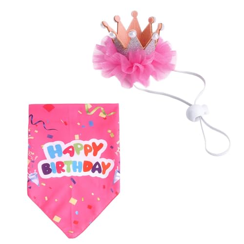 Lohill Hundetorte Fliege Hund Katze Geburtstag Bandana Niedlich Hund Geburtstag Hut Haustiere Geburtstag Party Supplies Geburtstag Outfit für Katze und Hund (Farbband Rosa) von lohill