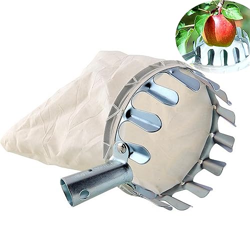 lohill Obstpflücker ​Erntehelfer, Metall Apfelpflücker Obstpflücker mit Stoffbeutel, Fruit Obst Picking Tools mit Baumwollbeutel, Beerenpflücker für Apfel Orange Kirschp Pfirsich Birne (14 cm) von lohill