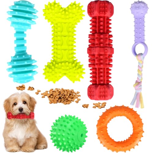 loncoldy Welpenkauspielzeug zum Zahnen, Welpenspielzeug, 6 Stück, Hundespielzeug für kleine Hunde, quietschendes Hundespielzeug, Welpen-Zahnspielzeug für Zahnreinigung und Zahnfleischmassage, von loncoldy