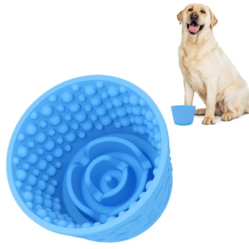 Dog Slow Feeder Lick Bowl, Fun Feeder Slo Bowl, Slow Feeder Hundenapf, Angstabbau Hund Leckmatte Schüssel (Blau, M) von longjunjunfashion