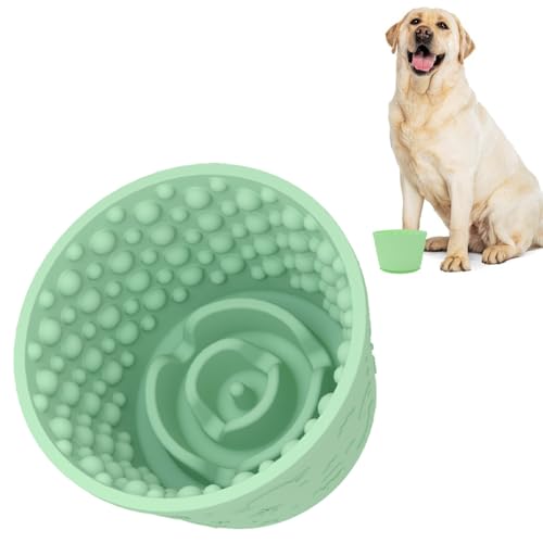 Dog Slow Feeder Lick Bowl, Fun Feeder Slo Bowl, Slow Feeder Hundenapf, Angstabbau Hund Leckmatte Schüssel (Grün, M) von longjunjunfashion