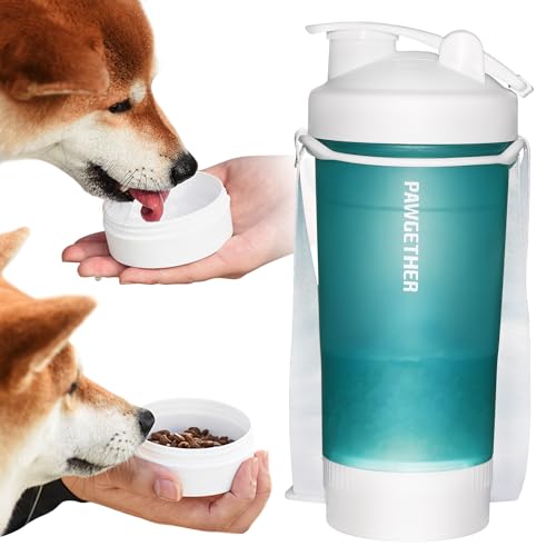 Loonpon 4-in-1-Hunde-Wasserflasche, Reise-Hunde-Wasserflasche, tragbar, Haustier-Wasserflasche für Spaziergänge, Wandern, Reisen, lebensmittelechter Kunststoff von loonpon