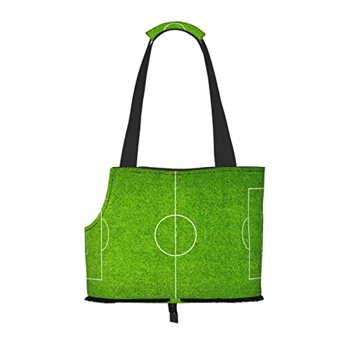 Grünes Fußballstadionfeld, weiche Seiten-Reise-Haustiertrage-Tragetasche, Handtasche, tragbare kleine Haustiertrage-Umhängetasche von losolese