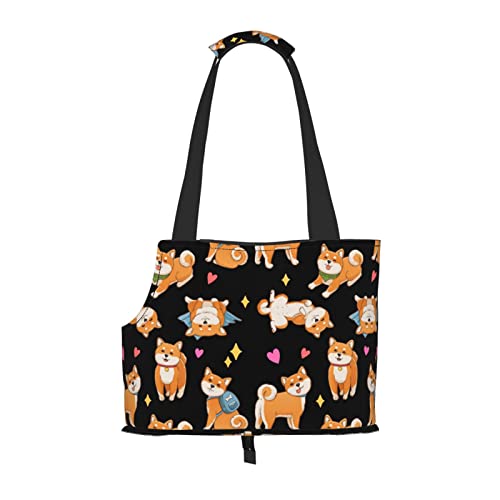 Niedlicher lustiger Shiba Inu, weiche Seitentasche für Reisen, Tragetasche, Handtasche, tragbare kleine Tragetasche für Haustiere, Umhängetasche von losolese