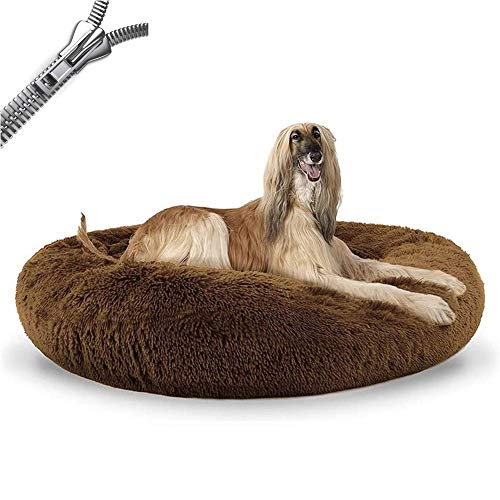 lovecabin Hundebett Orthopädisch Große Hunde - XXL Waschbar Antistress Hundekissen Flauschiges Für Extra Große Grosse Mittlere Hunde Donut HundesofaBrown-80cm von lovecabin