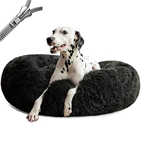 lovecabin Hundebett Orthopädisch Große Hunde - XXL Waschbar Antistress Hundekissen Flauschiges Für Extra Große Grosse Mittlere Hunde Donut HundesofaDark Gray-70cm von lovecabin