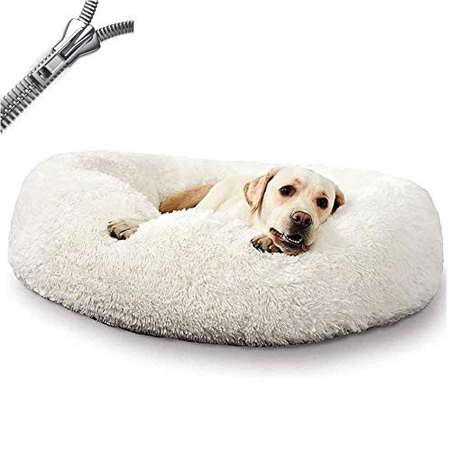 lovecabin Hundebett Orthopädisch Große Hunde - XXL Waschbar Antistress Hundekissen Flauschiges Für Extra Große Grosse Mittlere Hunde Donut HundesofaWhite-70cm von lovecabin