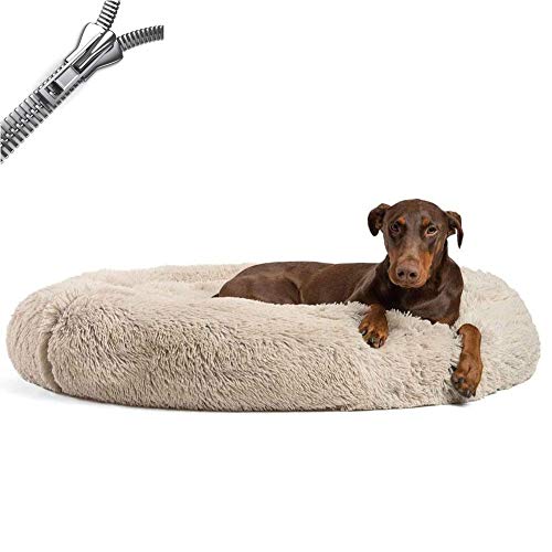 lovecabin Orthopädisches Hundebett Grosse Hunde - Waschbar Rund Haustierbett Mit Bezug Abnehmbar Und Maschinenwaschbar Und Anti-Rutsch-Boden Für Große Grosse Mittelgroße HundeBrown-60cm von lovecabin