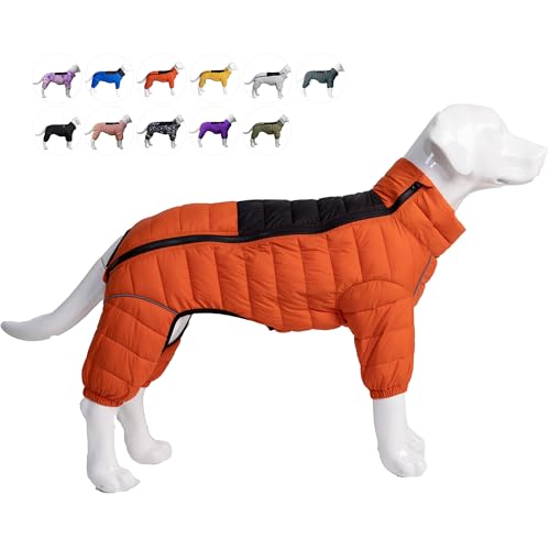 Hundemantel, warme Hundejacke, 4 Beine bedeckt, wasserdicht, Winddicht, reflektierende, warme Hundeweste, Hundeschneejacke für kleine, mittlere und große Hunde.Orange M von lovelonglong