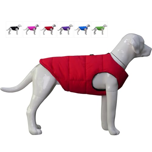 Hunde-Winterjacke, wasserdichte Winddichte Hunde-Winterweste, super warme Polar-Fleece-Hunde-Winterkleidung mit glattem Reißverschluss für kleine, mittelgroße und große Hunde, Rot S von lovelonglong