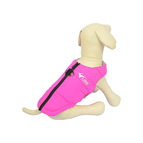 Hunde-Winterjacke, wasserdichte winddichte Hunde-Winterweste, super warme Polar-Fleece-Hunde-Winterkleidung mit glattem Reißverschluss für kleine, mittelgroße und große Hunde Rosered XL von lovelonglong