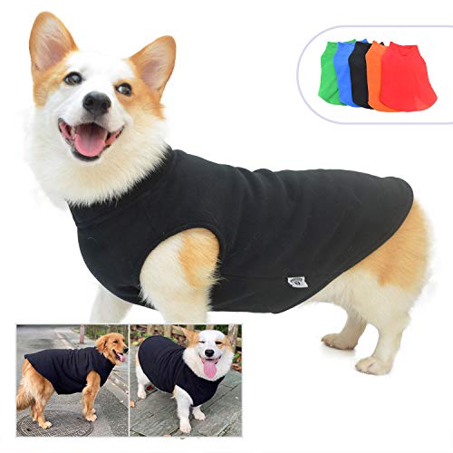 Hunde Winterweste Warm Atmungsaktiv Hund Polar Fleece Weste Jacke Leichter Wintermantel mit Leine Halsloch für Kleine Mittlere Große Hunde Schwarz L von lovelonglong