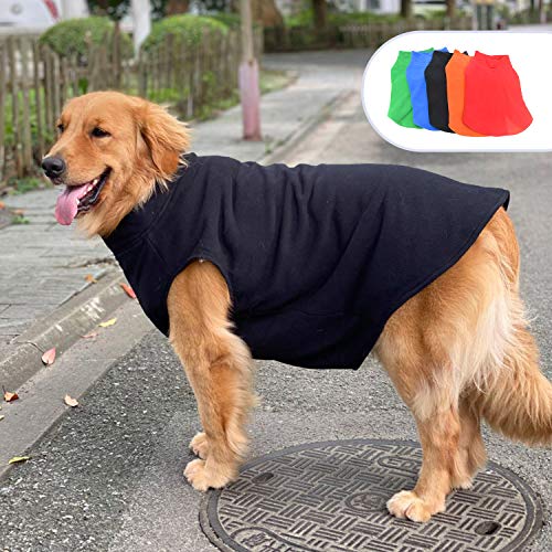 Hunde Winterweste Warm Atmungsaktiv Hund Polar Fleece Weste Jacke Leichter Wintermantel mit Leine Halsloch für Kleine Mittlere Große Hunde Schwarz XXXL von lovelonglong