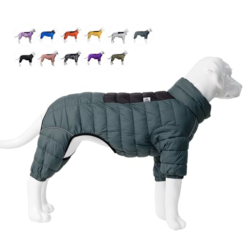 Hundemantel, warme Hundejacke, 4 Beine bedeckt, wasserdicht, Winddicht, reflektierende, warme Hundeweste, Hundeschneejacke für kleine, mittlere und große Hunde.ArmyGreen 4XL von lovelonglong