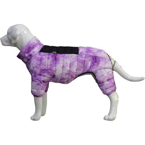 Hundemantel, warme Hundejacke, 4 Beine bedeckt, wasserdicht, Winddicht, reflektierende, warme Hundeweste, Hundeschneejacke für kleine, mittlere und große Hunde.Micai-Purple 3XL von lovelonglong