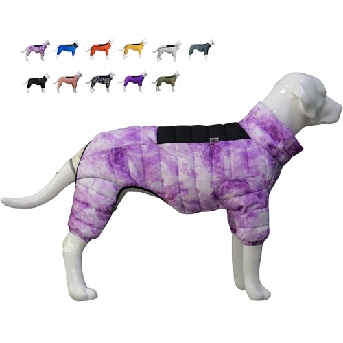 Hundemantel, warme Hundejacke, 4 Beine bedeckt, wasserdicht, Winddicht, reflektierende, warme Hundeweste, Hundeschneejacke für kleine, mittlere und große Hunde.Micai-Purple 4XL von lovelonglong