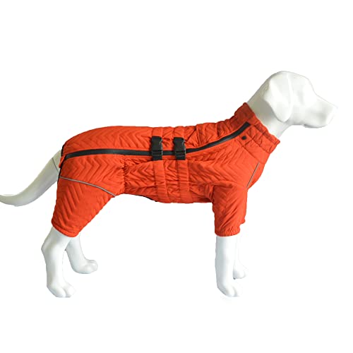 Warmer Hundemantel, doppellagige Hundeweste, Vier Beine bedeckt, Winddicht, wasserdicht, reflektierende warme Hundeweste, Outdoor-Schlittschuhkostüm für kleine, mittlere und große Hunde. Orange 5XL von lovelonglong