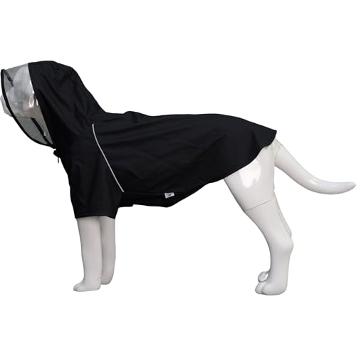 LoveLonglong Premium wasserdichter Hunderegenmantel mit reflektierenden Sicherheitsmerkmalen, Regenmäntel für große, mittelgroße und kleine Hunde. Black 2XL von lovelonglong