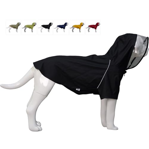 LoveLonglong Premium wasserdichter Hunderegenmantel mit reflektierenden Sicherheitsmerkmalen, Regenmäntel für große, mittelgroße und kleine Hunde. Black 3XL von lovelonglong