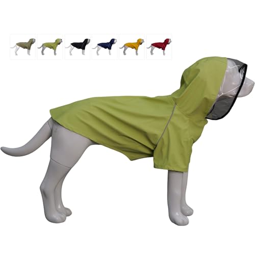 LoveLonglong Premium wasserdichter Hunderegenmantel mit reflektierenden Sicherheitsmerkmalen, Regenmäntel für große, mittelgroße und kleine Hunde. Light Green 2XL von lovelonglong