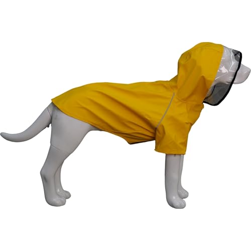 LoveLonglong Premium wasserdichter Hunderegenmantel mit reflektierenden Sicherheitsmerkmalen, Regenmäntel für große, mittelgroße und kleine Hunde. Yellow 4XL von lovelonglong