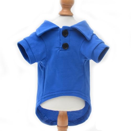 lovelonglong Basic Hunde-Polo-Shirts, Premium-Baumwolle, Polo-T-Shirts für große, mittelgroße und kleine Hunde mit einem Zwei-Knopf-Kragen, unbedruckt, Blau, Größe S von lovelonglong