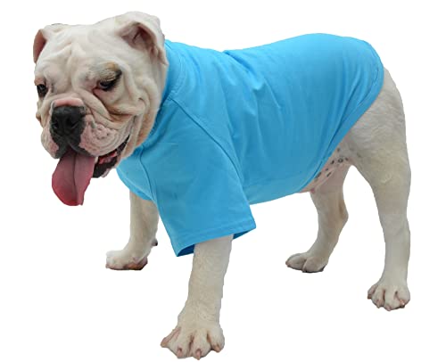 Lovelonglong Hund T-Shirt, 100% Baumwolle, Haustier T-Shirt, Hund-Unterhemd T-Shirts Für Französische Bulldoggen, Englische Bulldoggen, Möpse Lake-Blue B-XL von lovelonglong