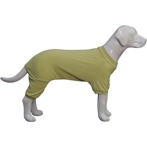 Lovelonglong Gerippter Hunde-Pyjama, Baumwolle, gestrickt, 4-Bein, für alle Jahreszeiten, warmer Haustier-Body für große, mittelgroße und kleine Hunde, Chartreuse, Größe XL von lovelonglong