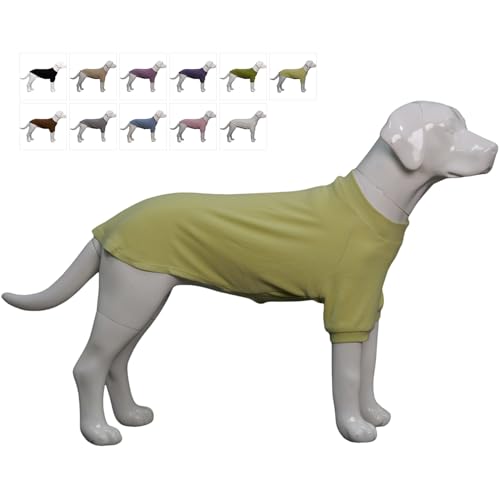 Lovelonglong Geripptes Hunde-T-Shirt, Baumwolle, gestrickt, Hundepullover für alle Jahreszeiten, Haustier-T-Shirts für große, mittelgroße und kleine Hunde, Chartreuse, Größe M von lovelonglong