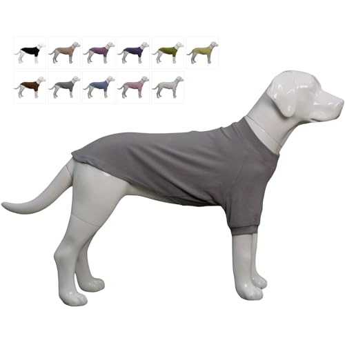 Lovelonglong Geripptes Hunde-T-Shirt, Baumwolle, gestrickt, Hundepullover für alle Jahreszeiten, Haustier-T-Shirts für große, mittelgroße und kleine Hunde, Dunkelgrau, Größe XXL von lovelonglong