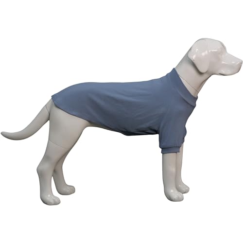 Lovelonglong Geripptes Hunde-T-Shirt, Baumwolle, gestrickt, Hundepullover für alle Jahreszeiten, Haustier-T-Shirts für große, mittelgroße und kleine Hunde, Graublau, Größe L von lovelonglong