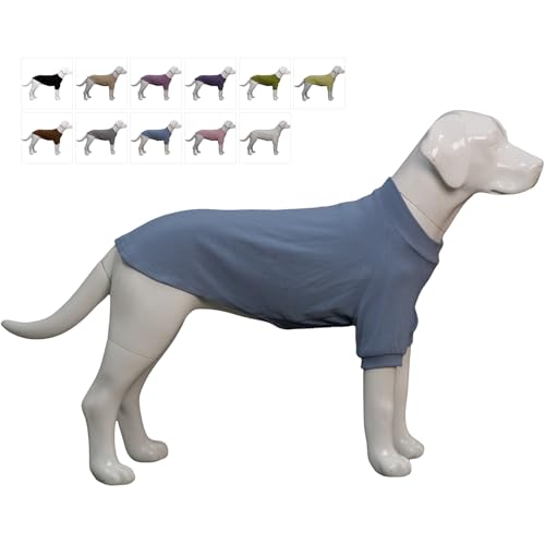 Lovelonglong Geripptes Hunde-T-Shirt, Baumwolle, gestrickt, Hundepullover für alle Jahreszeiten, Haustier-T-Shirts für große, mittelgroße und kleine Hunde, Graublau, Größe M von lovelonglong