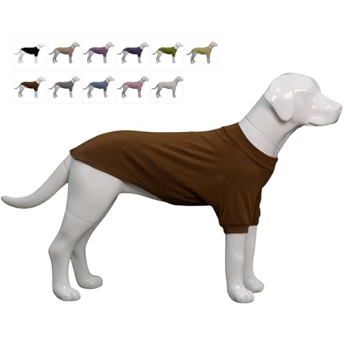 Lovelonglong Geripptes Hunde-T-Shirt, Baumwolle, gestrickt, Hundepullover für alle Jahreszeiten, Haustier-T-Shirts für große, mittelgroße und kleine Hunde, Kaffee, Größe L von lovelonglong