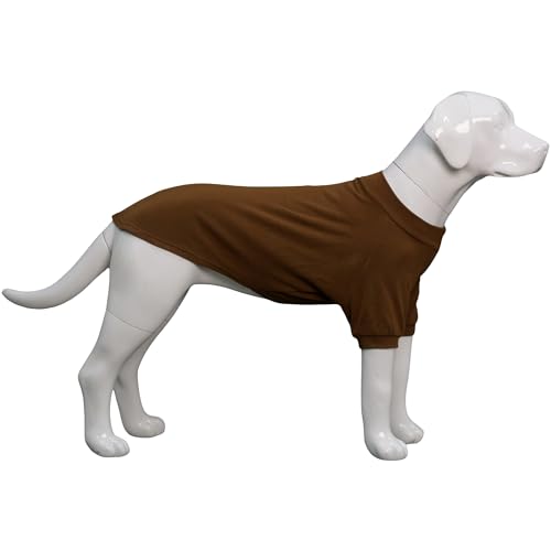 Lovelonglong Geripptes Hunde-T-Shirt, Baumwolle, gestrickt, Hundepullover für alle Jahreszeiten, Haustier-T-Shirts für große, mittelgroße und kleine Hunde, Kaffee, Größe L von lovelonglong