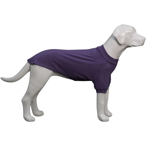 Lovelonglong Geripptes Hunde-T-Shirt, Baumwolle, gestrickt, Hundepullover für alle Jahreszeiten, Haustier-T-Shirts für große, mittelgroße und kleine Hunde, Lila, Größe L von lovelonglong