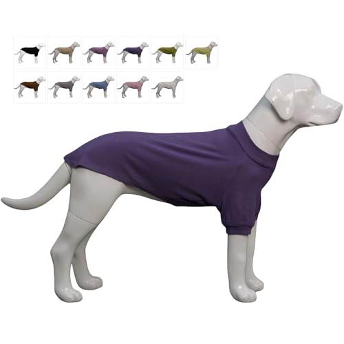 Lovelonglong Geripptes Hunde-T-Shirt, Baumwolle, gestrickt, Hundepullover für alle Jahreszeiten, Haustier-T-Shirts für große, mittelgroße und kleine Hunde, Lila, Größe M von lovelonglong