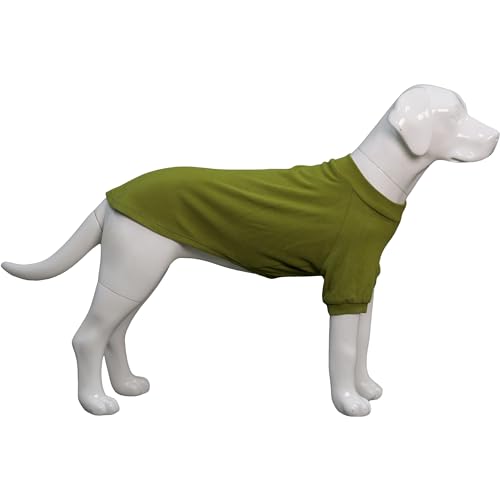 Lovelonglong Geripptes Hunde-T-Shirt, Baumwolle, gestrickt, Hundepullover für alle Jahreszeiten, Haustier-T-Shirts für große, mittelgroße und kleine Hunde, Olivgrün, Größe M von lovelonglong