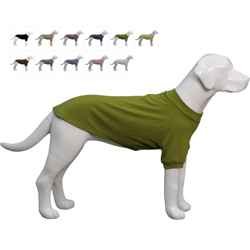 Lovelonglong Geripptes Hunde-T-Shirt, Baumwolle, gestrickt, Hundepullover für alle Jahreszeiten, Haustier-T-Shirts für große, mittelgroße und kleine Hunde, Olivgrün, Größe S von lovelonglong