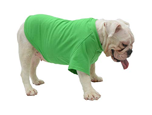 Lovelonglong Hund T-Shirt, 100% Baumwolle, Haustier T-Shirt, Hund-Unterhemd T-Shirts Für Französische Bulldoggen, Englische Bulldoggen, Möpse Green B-L von lovelonglong