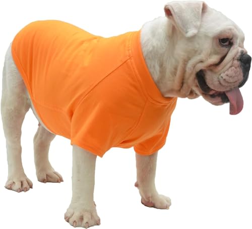 Lovelonglong Hund T-Shirt, 100% Baumwolle, Haustier T-Shirt, Hund-Unterhemd T-Shirts Für Französische Bulldoggen, Englische Bulldoggen, Möpse Orange B-L von lovelonglong